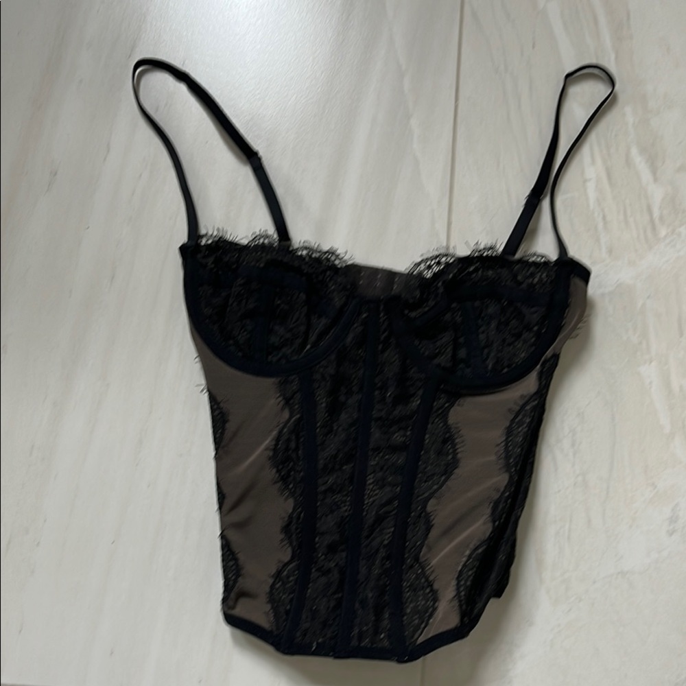 Black Lace Bustier Top urban outfitters corset bustier